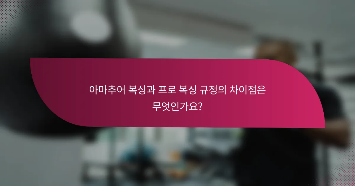 아마추어 복싱과 프로 복싱 규정의 차이점은 무엇인가요?