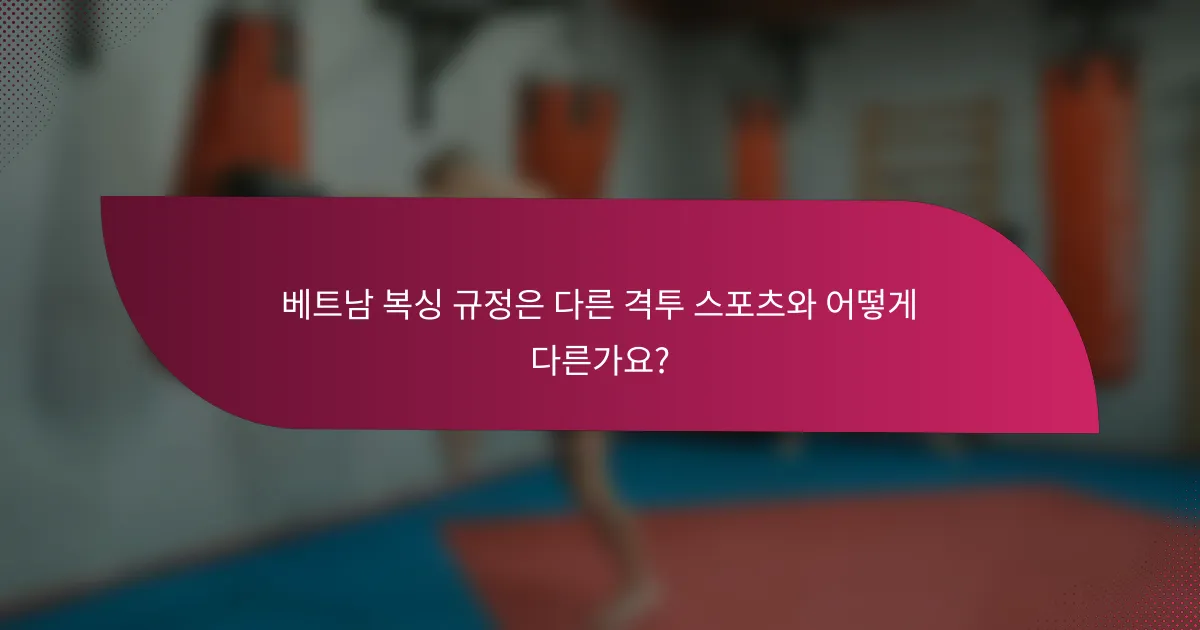 베트남 복싱 규정은 다른 격투 스포츠와 어떻게 다른가요?
