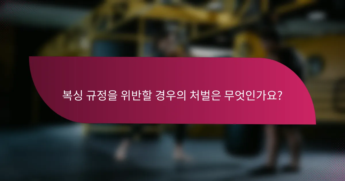 복싱 규정을 위반할 경우의 처벌은 무엇인가요?