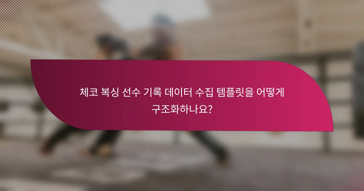 체코 복싱 선수 기록 데이터 수집 템플릿을 어떻게 구조화하나요?