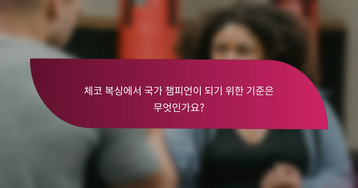 체코 복싱에서 국가 챔피언이 되기 위한 기준은 무엇인가요?