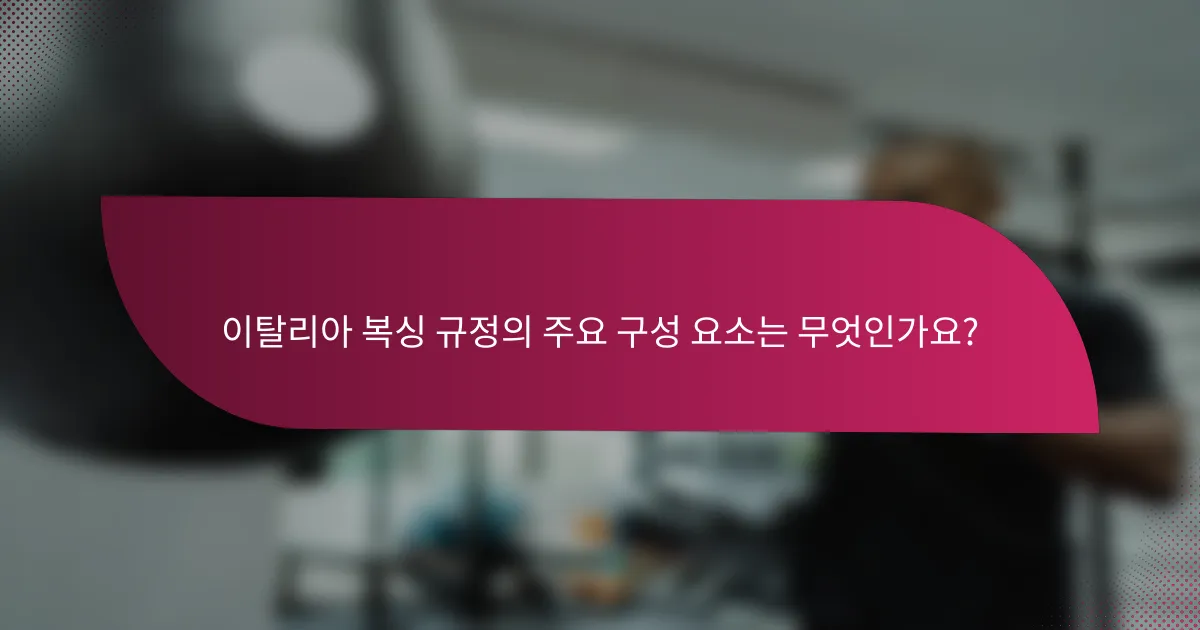 이탈리아 복싱 규정의 주요 구성 요소는 무엇인가요?