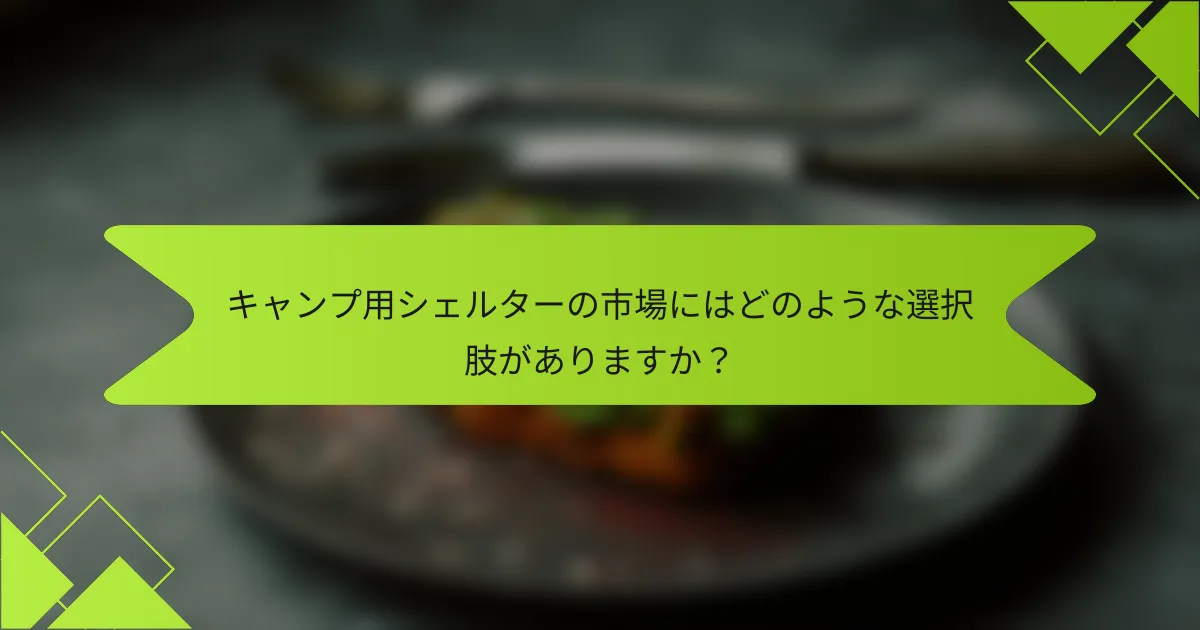 キャンプ用シェルターの市場にはどのような選択肢がありますか？