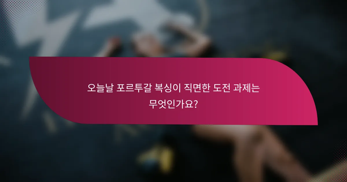 오늘날 포르투갈 복싱이 직면한 도전 과제는 무엇인가요?