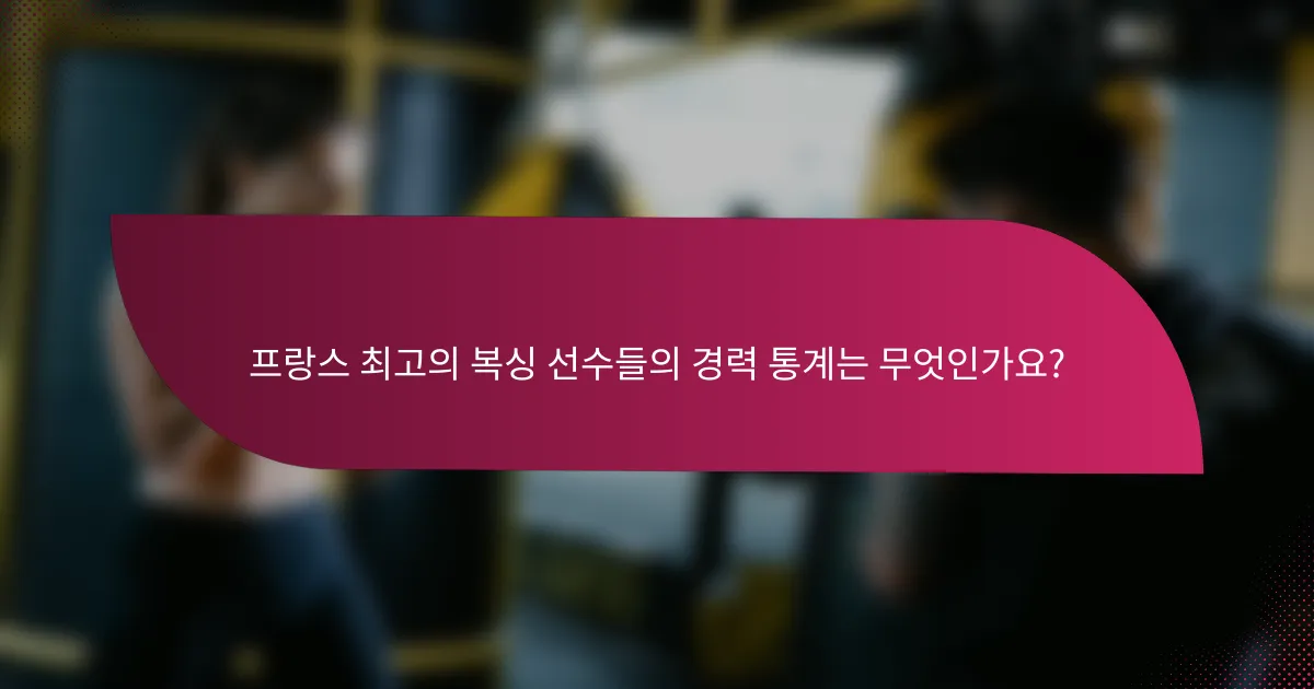 프랑스 최고의 복싱 선수들의 경력 통계는 무엇인가요?