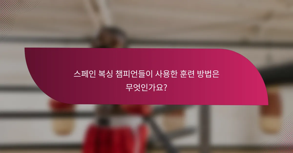 스페인 복싱 챔피언들이 사용한 훈련 방법은 무엇인가요?