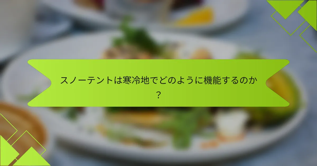 スノーテントは寒冷地でどのように機能するのか？