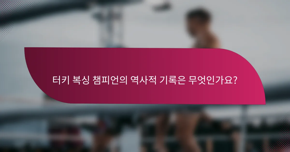 터키 복싱 챔피언의 역사적 기록은 무엇인가요?