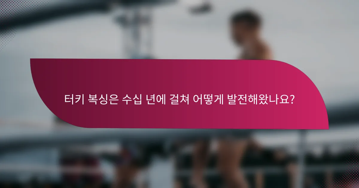 터키 복싱은 수십 년에 걸쳐 어떻게 발전해왔나요?