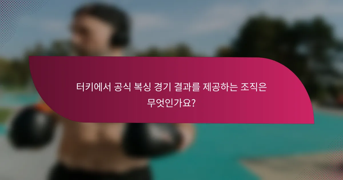 터키에서 공식 복싱 경기 결과를 제공하는 조직은 무엇인가요?